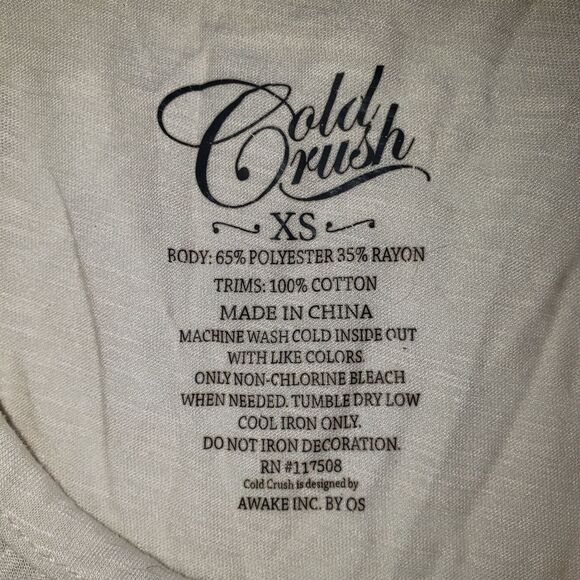 Cold Crush Junior Women’s XS “Love Crossed Arrows” Cream Lace Trim Cotton Tee - Picture 3 of 4